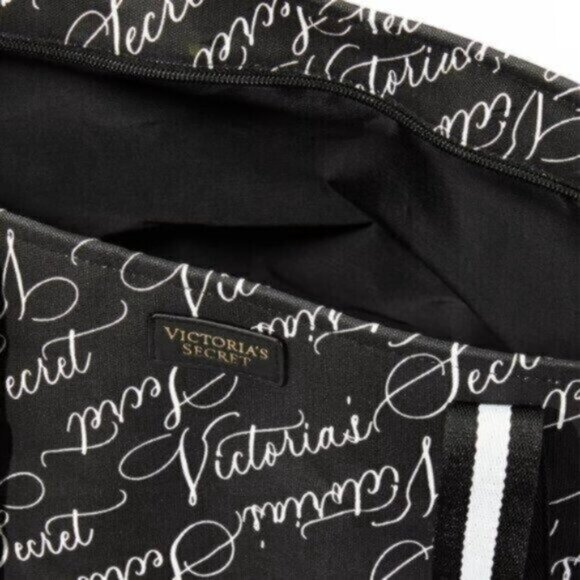 NWT Victoria's Secret Logo Weekender Tote - Black & White - Picture 2 of 4